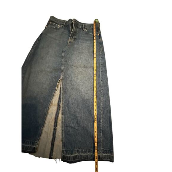 NWT Gap Women's Blue High Rise Indigo Frayed Hem Denim Maxi Skirt Size 14 - Picture 9 of 14